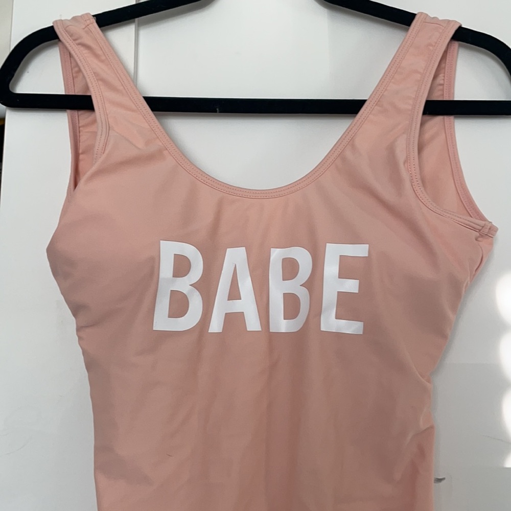 Babe pink bachelorette one piece bathing suit
